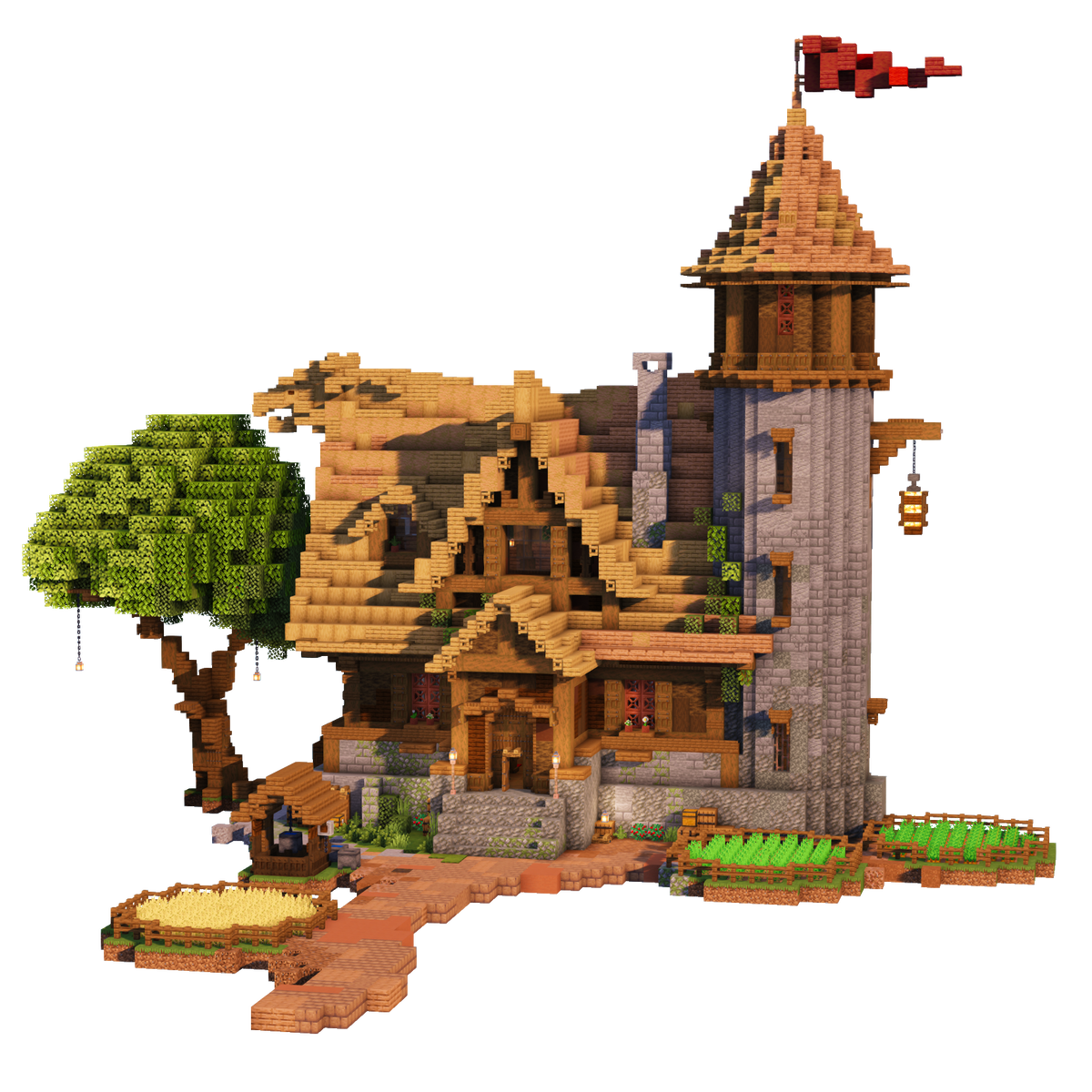 Dragonhead Homestead - Complete Survival Base / Minecraft Spawn Build