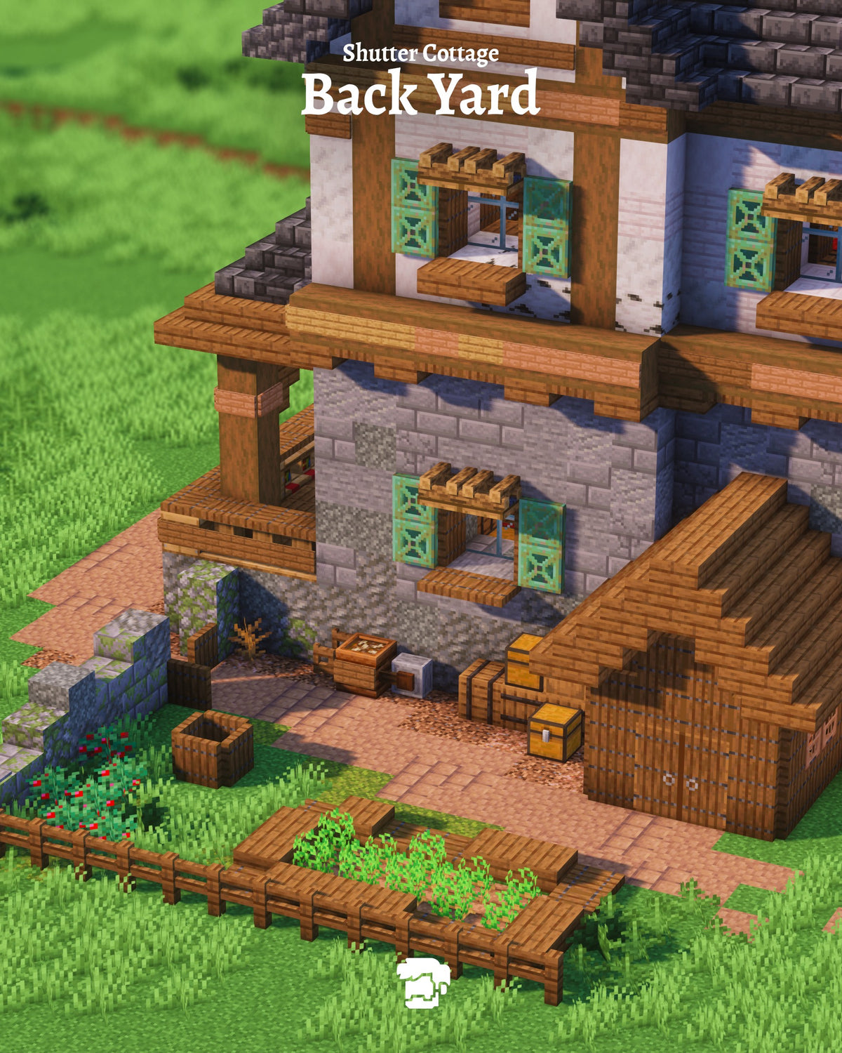 Back yard of the Shutter Cottage Minecraft house