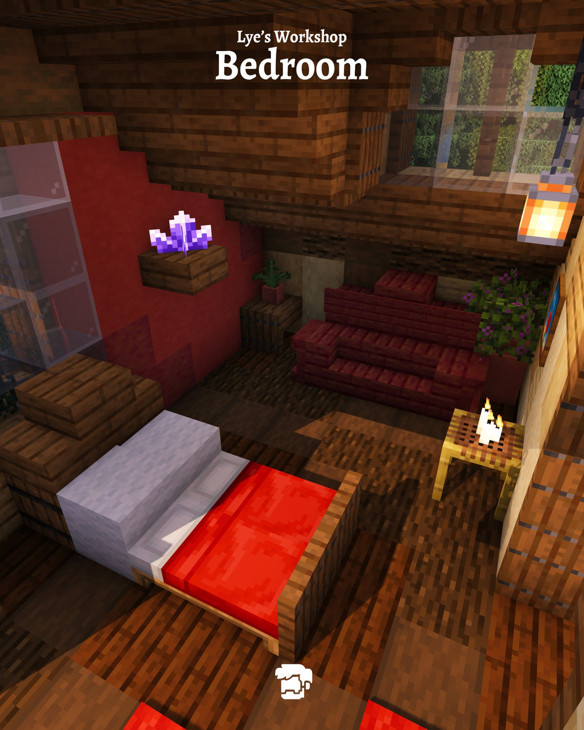 Bedroom inside the Evergreen Mansion Minecraft survival base
