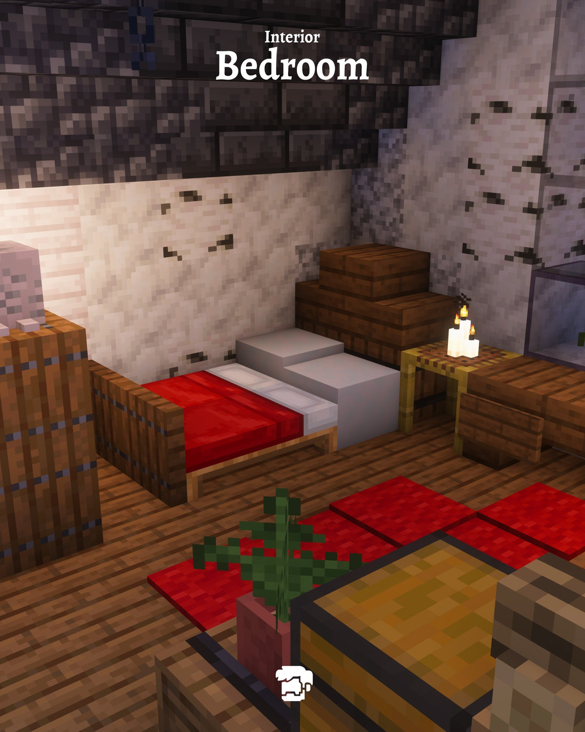 Bedroom inside the Hearthstep Hill Minecraft house