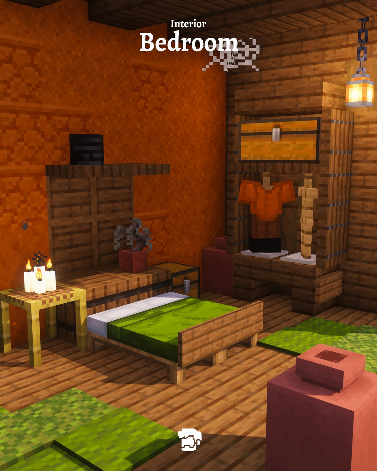 Bedroom inside the Huge Jackedman Minecraft Halloween build