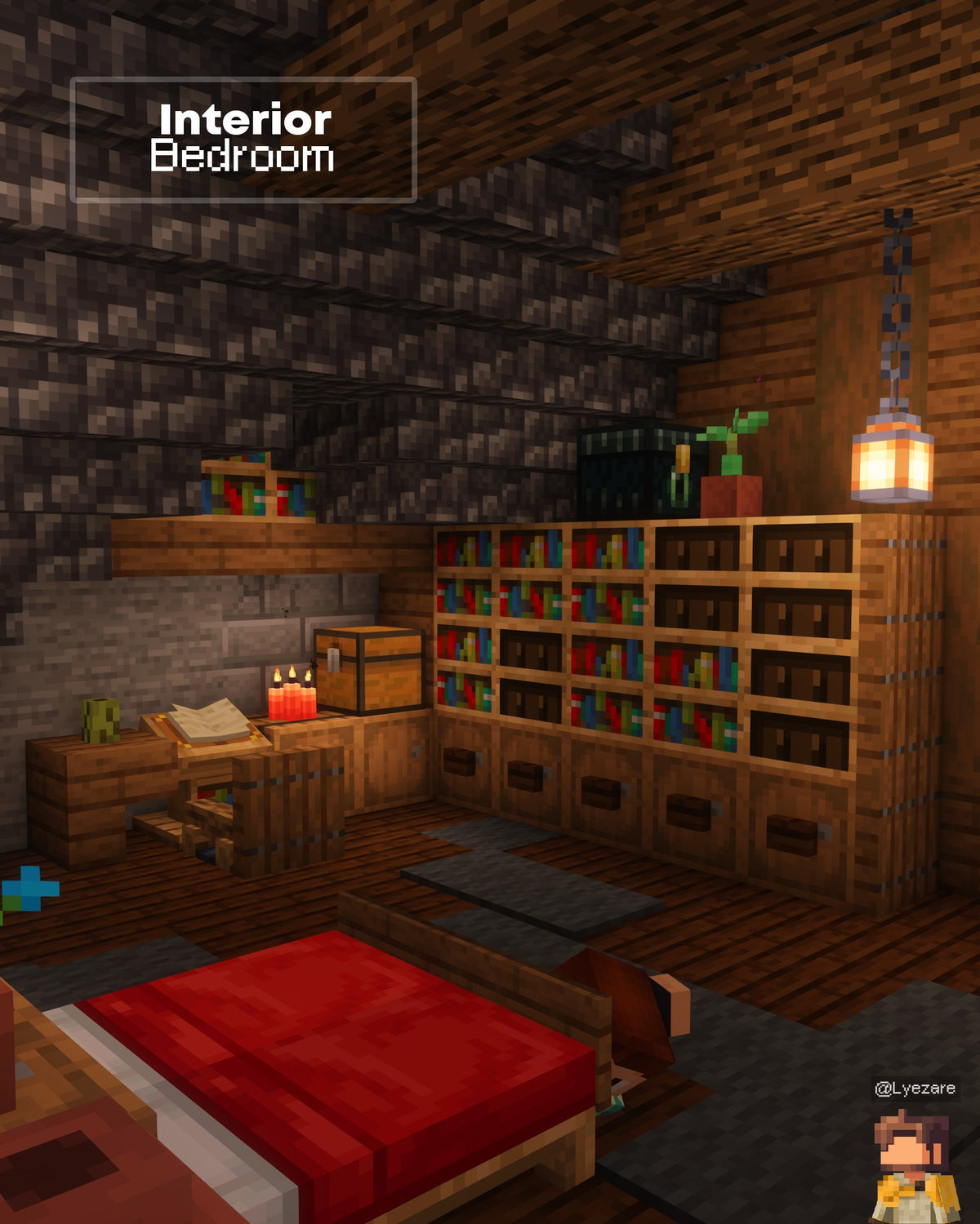 Bedroom inside the Lumberjack Cabin Minecraft house