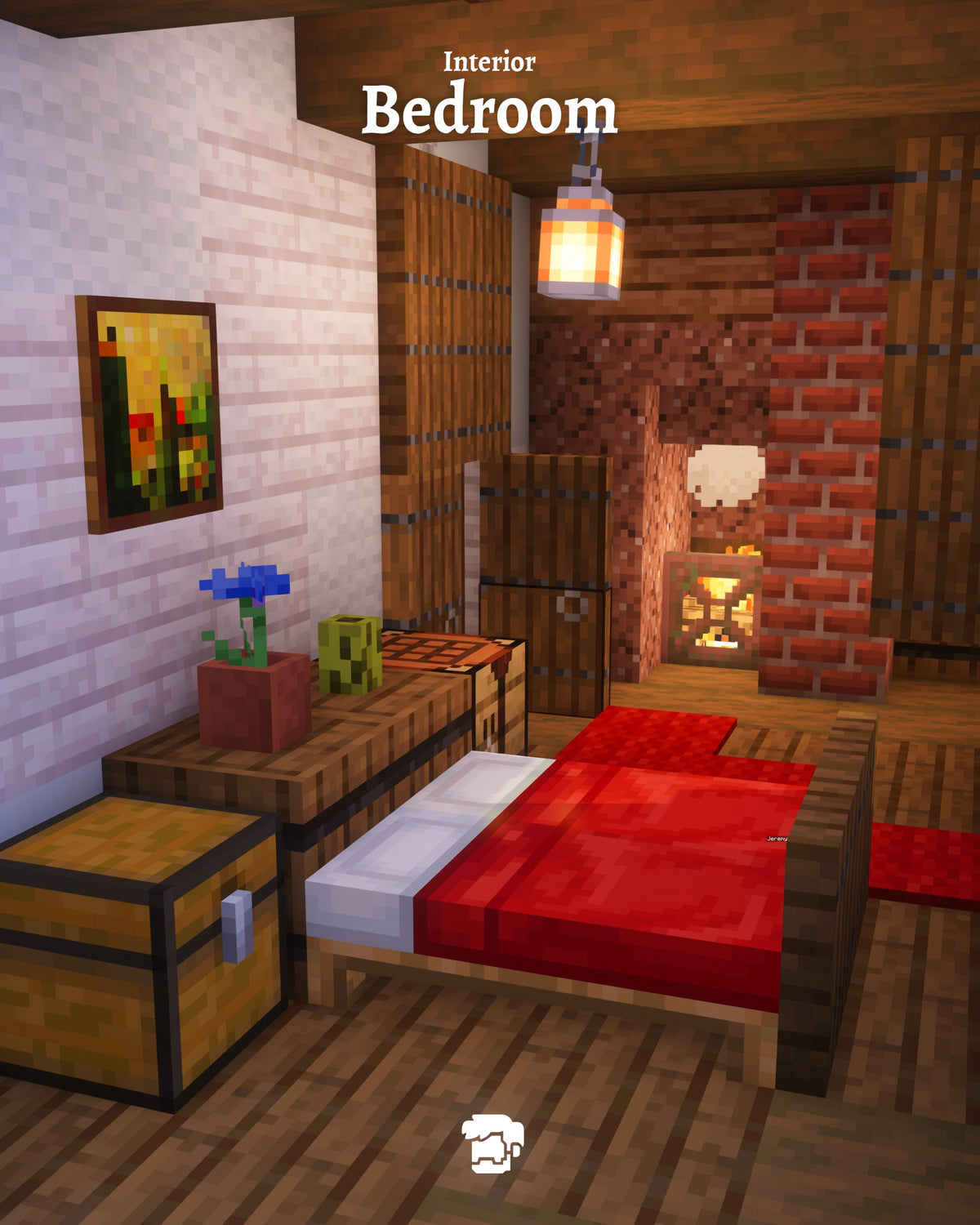 Bedroom inside the Old Slate Cottage Minecraft house