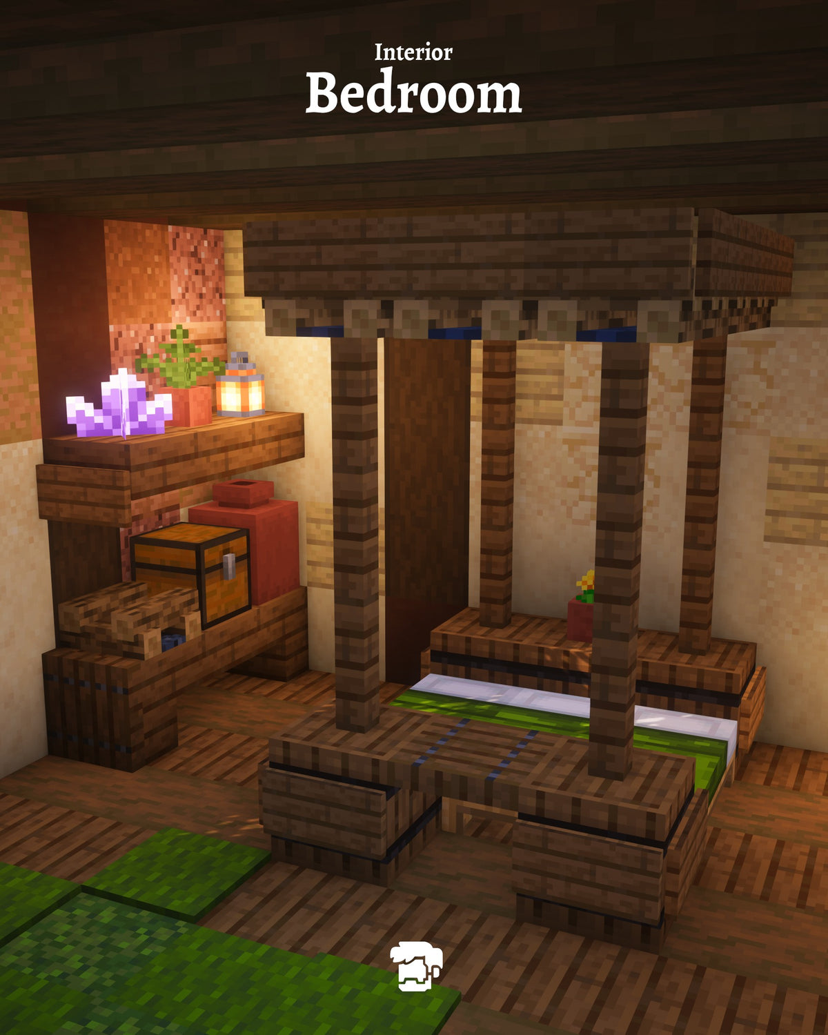 Bedroom inside the Pineward Cottage Minecraft house