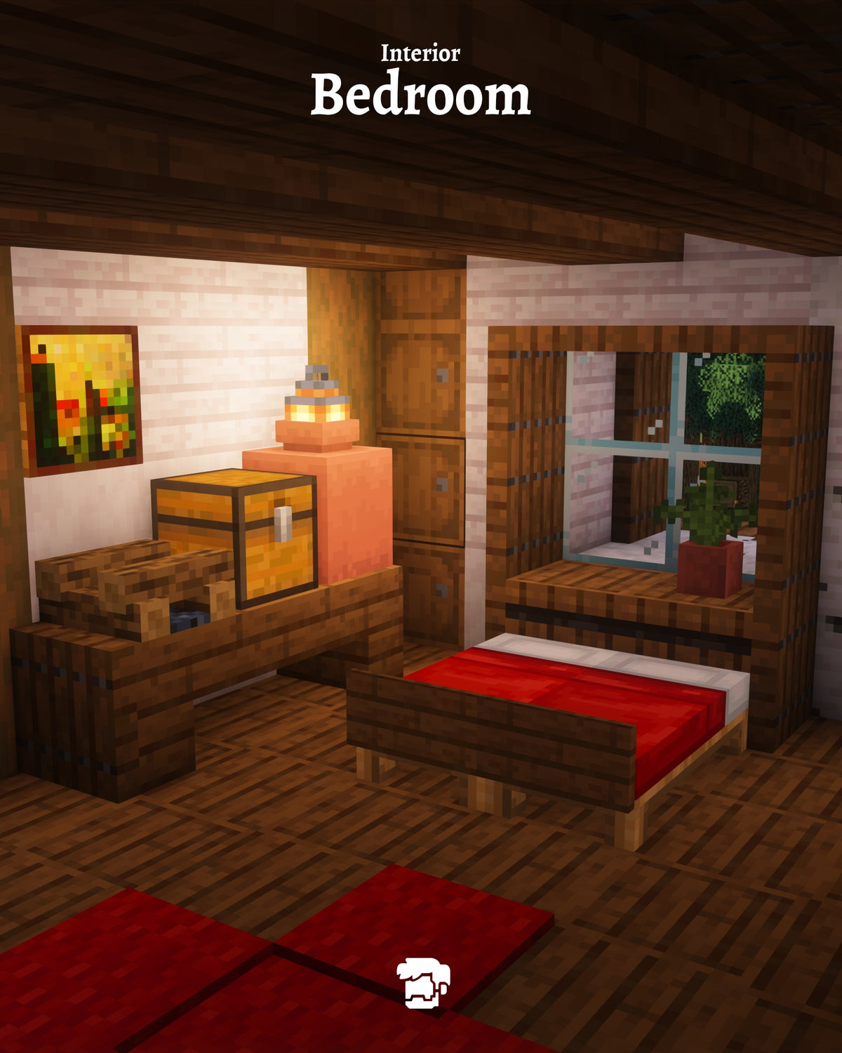 Bedroom inside the Shutter Cottage Minecraft house