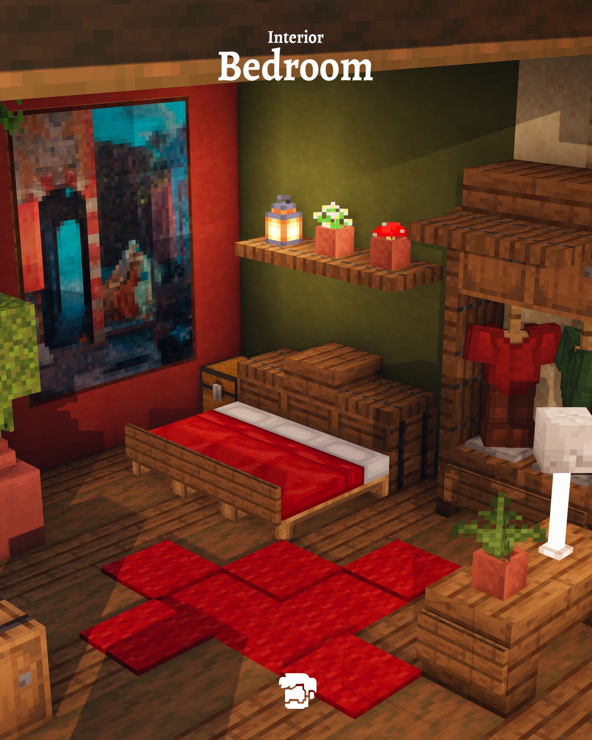 Bedroom inside the Snowfall Manor Minecraft house