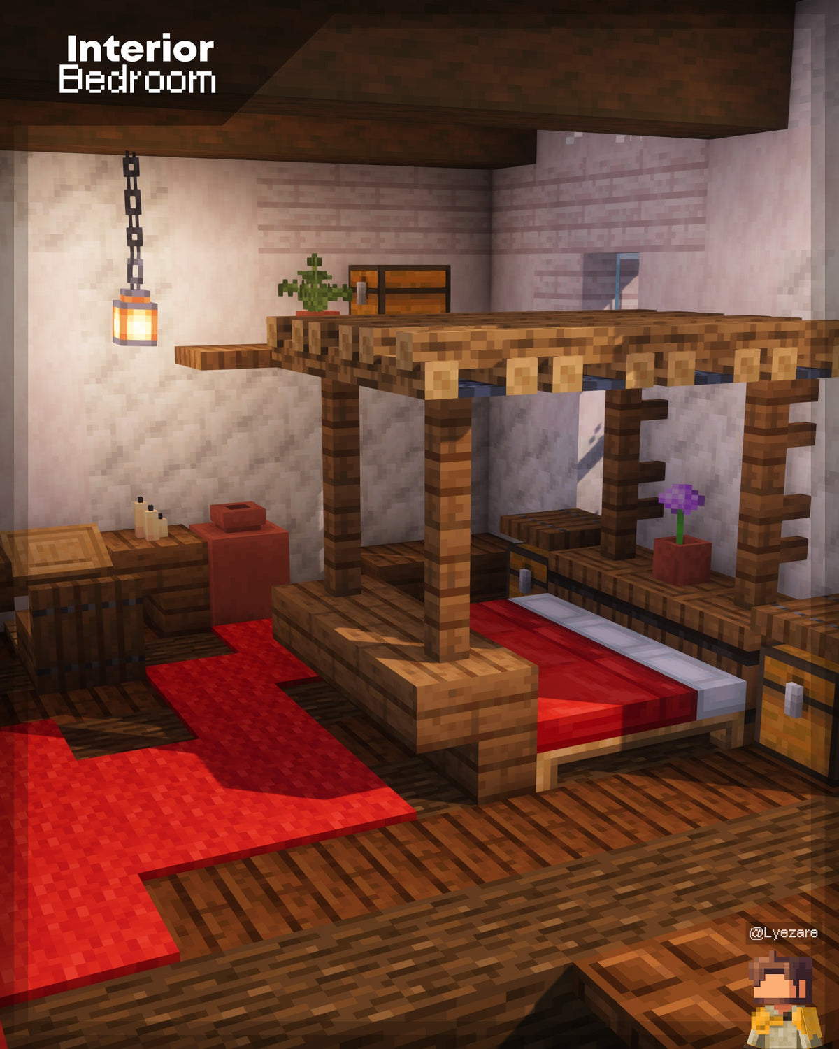 Bedroom inside the Spruceview Hearth Minecraft house