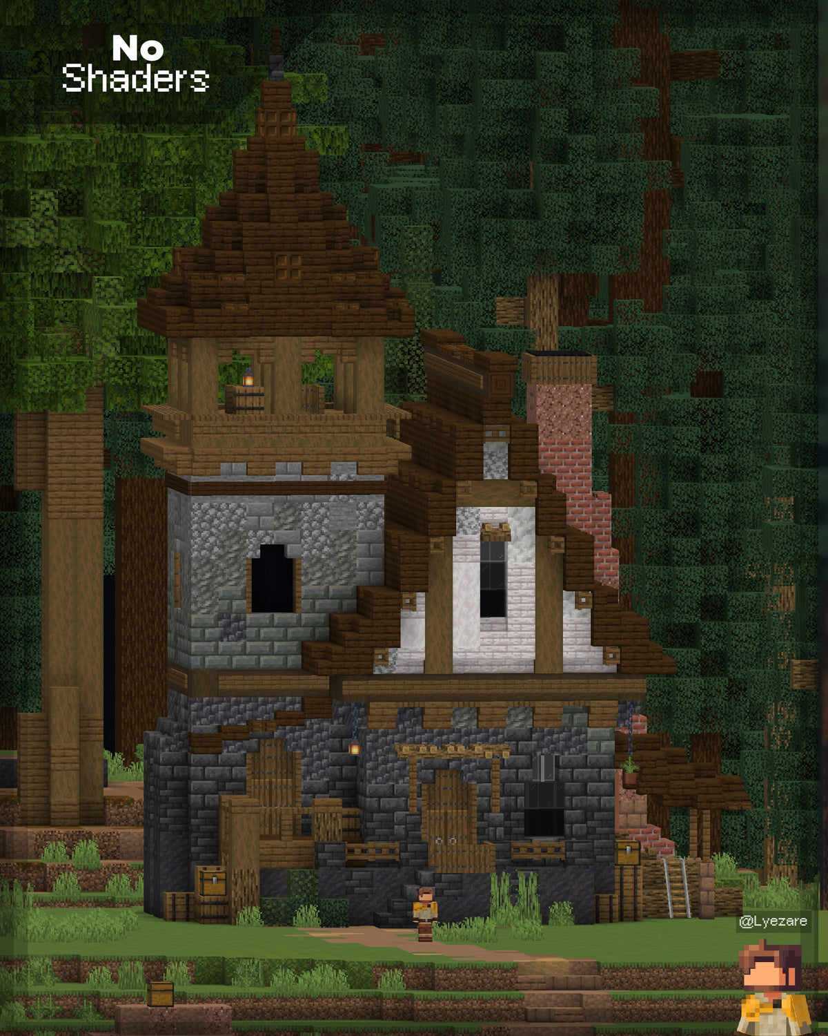 Brindle Watch Minecraft house shown without shaders