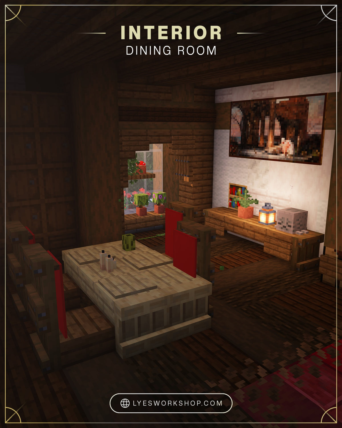 Dining room inside the Fableden Cottage Minecraft house