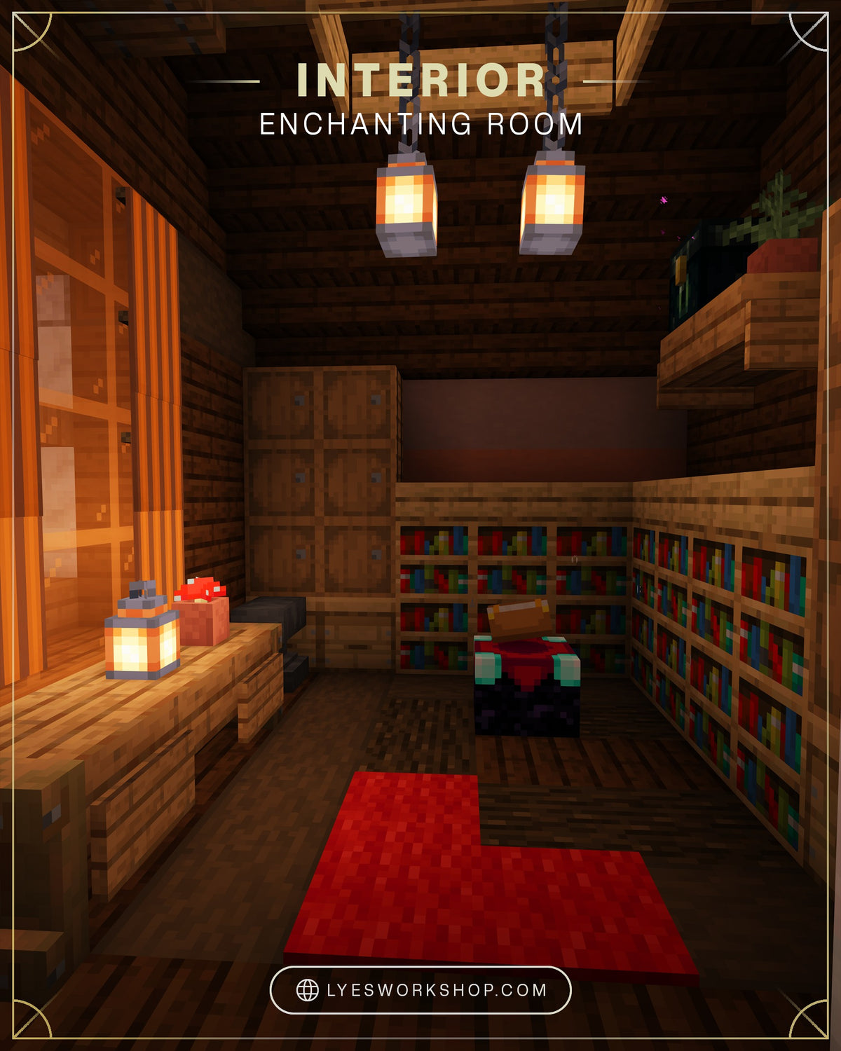 Enchanting room inside the Fableden Cottage Minecraft house
