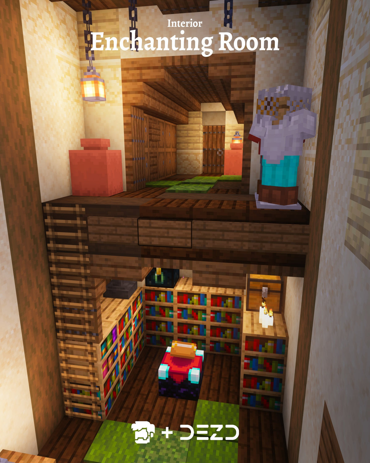 Enchanting room inside the Goldenleaf Estate Minecraft build