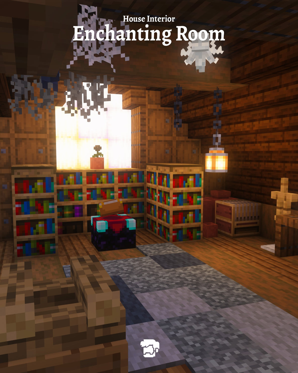 Enchanting room inside the Huge Jackedman Minecraft Halloween build