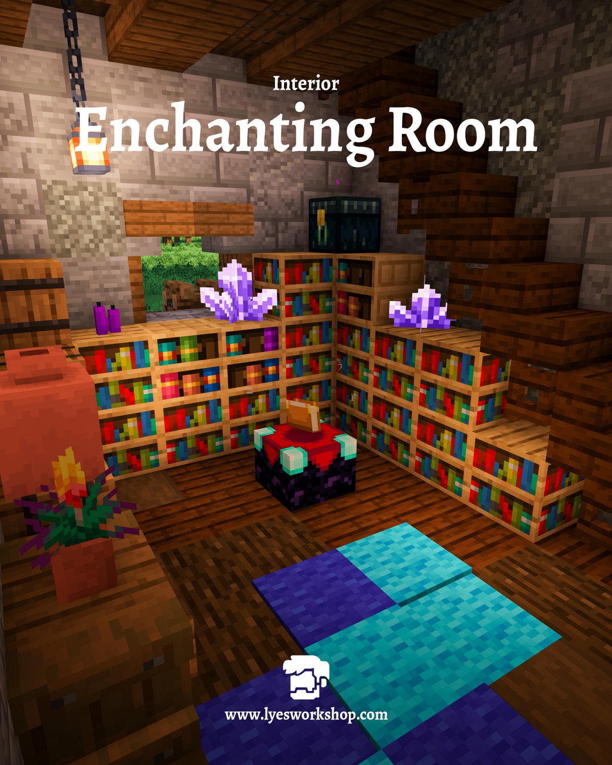 Enchanting room inside the Lakeside House Minecraft house