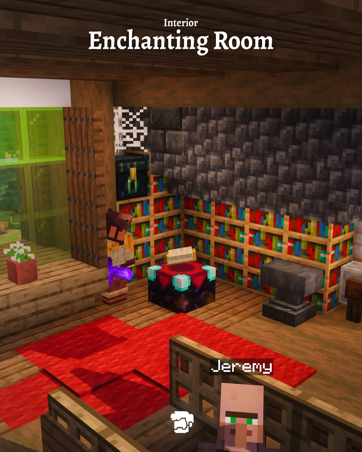 Enchanting room inside the Old Slate Cottage Minecraft house