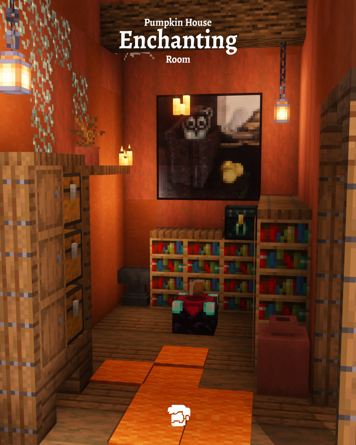 Enchanting room inside the Pumpkin House Minecraft Halloween build