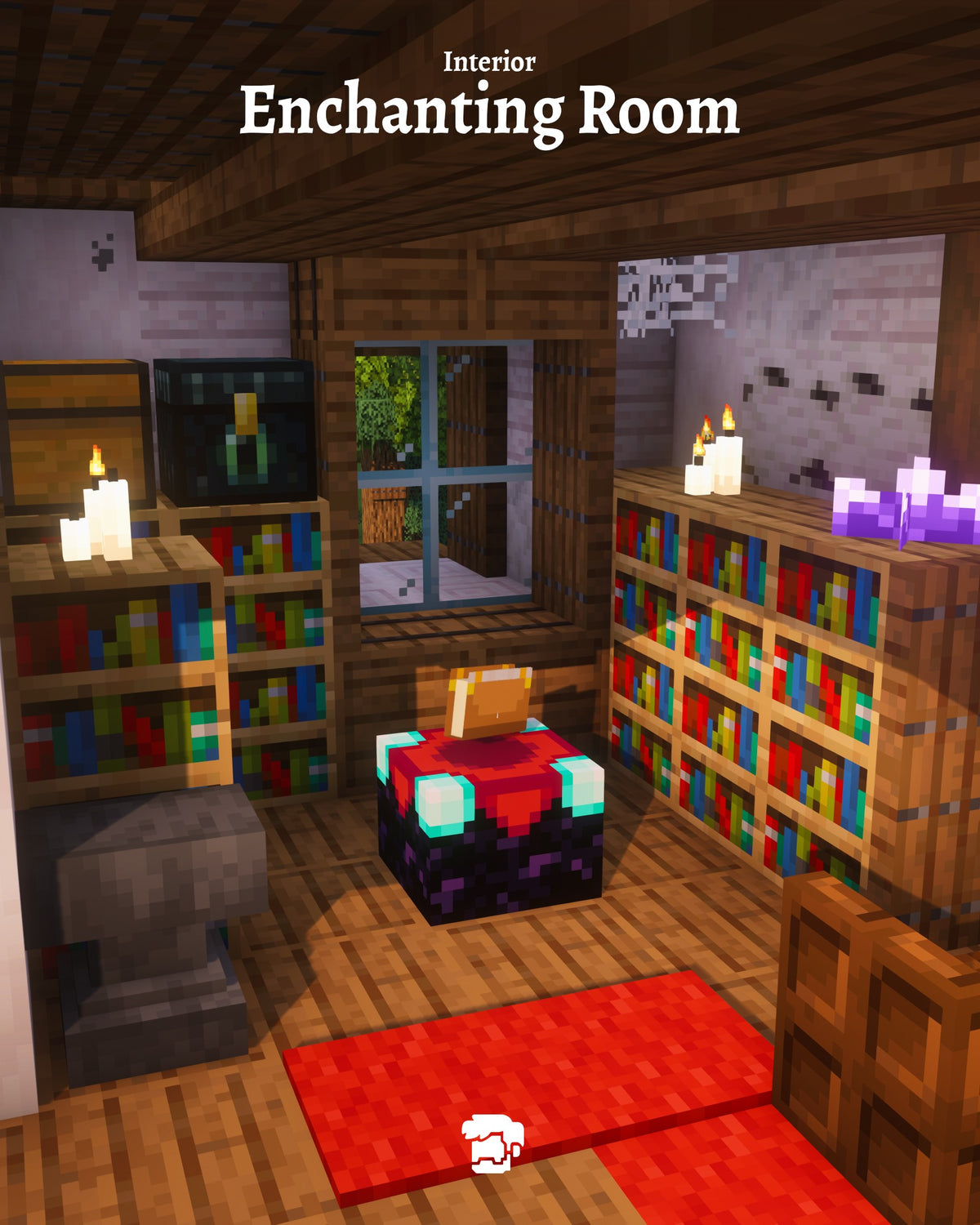 Enchanting room inside the Shutter Cottage Minecraft house