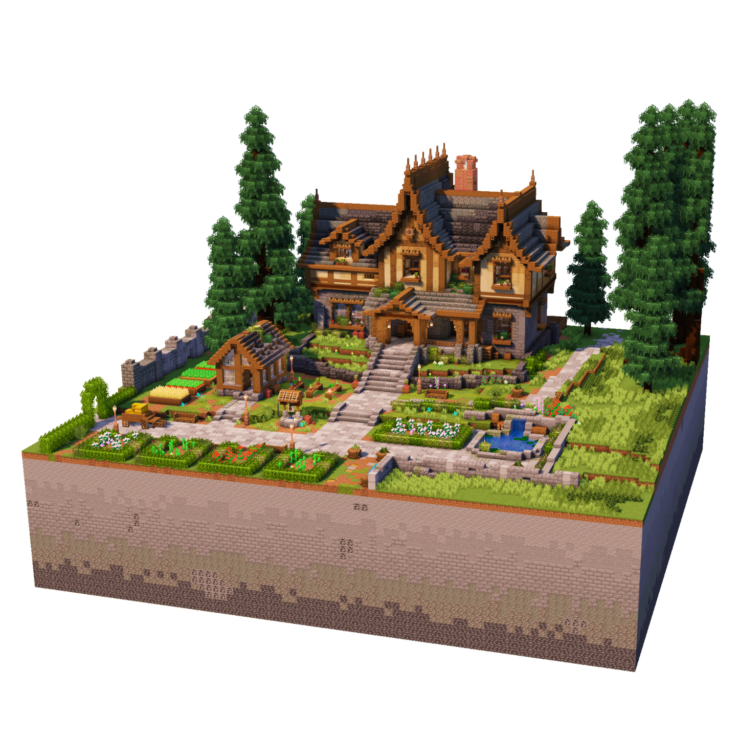 Evergreen Mansion - Detailed Minecraft Survival Base / Spawn Build