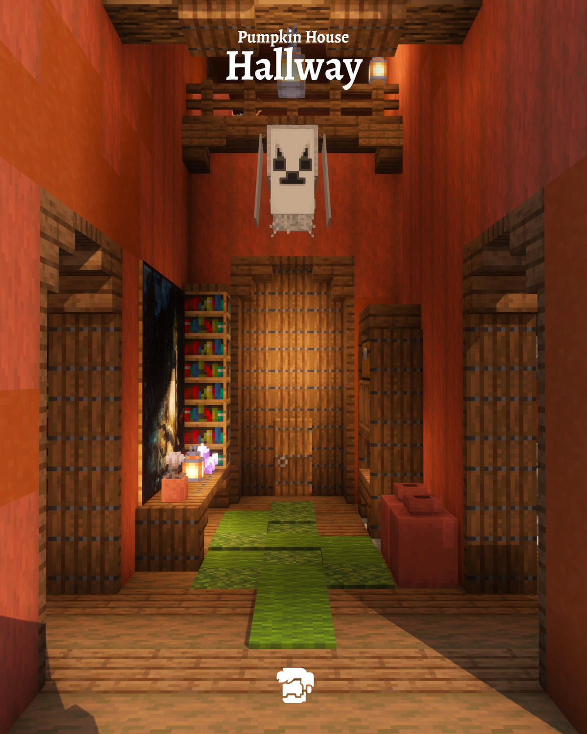 Hallway inside the Pumpkin House Minecraft Halloween build