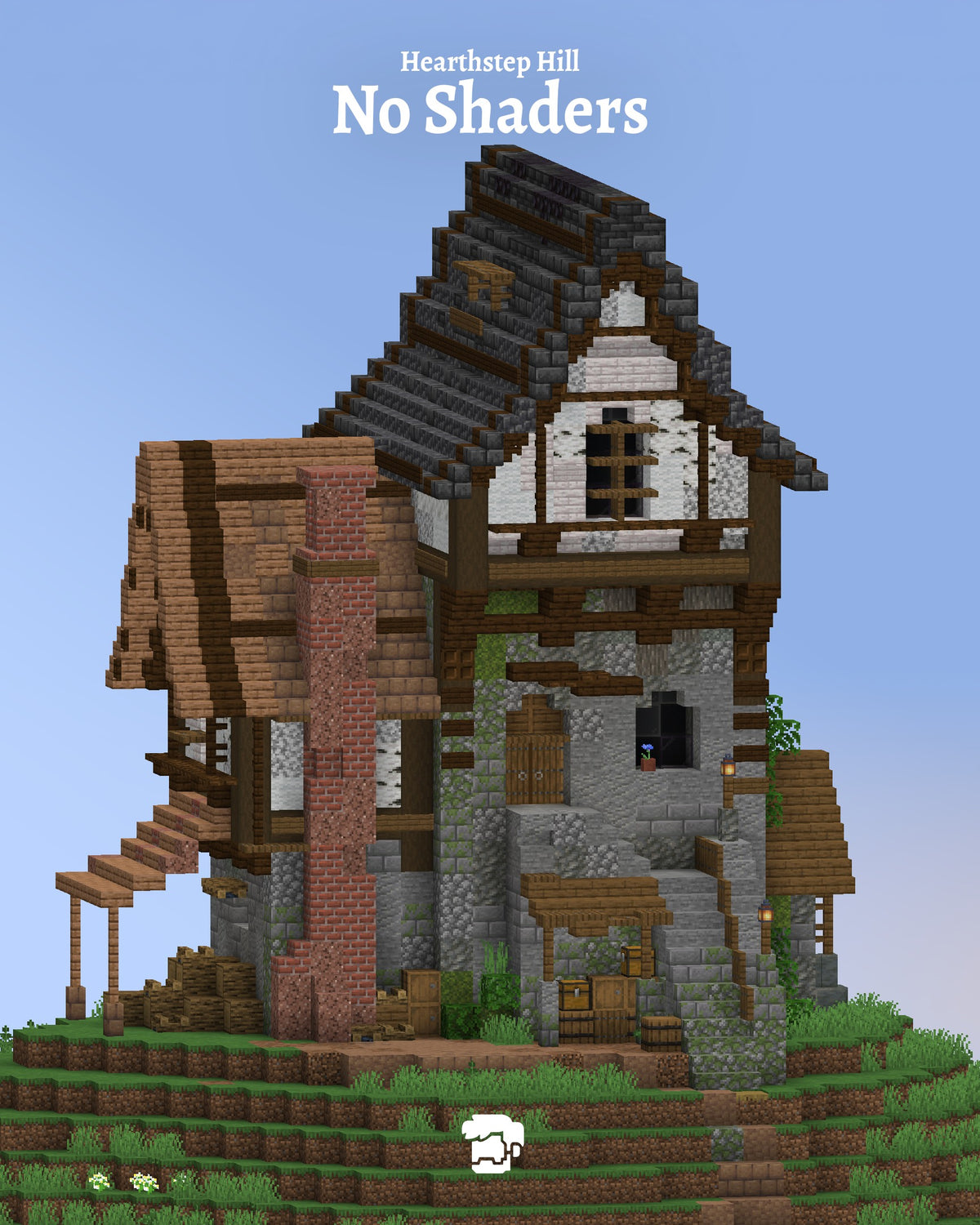 Hearthstep Hill Minecraft house shown without shaders