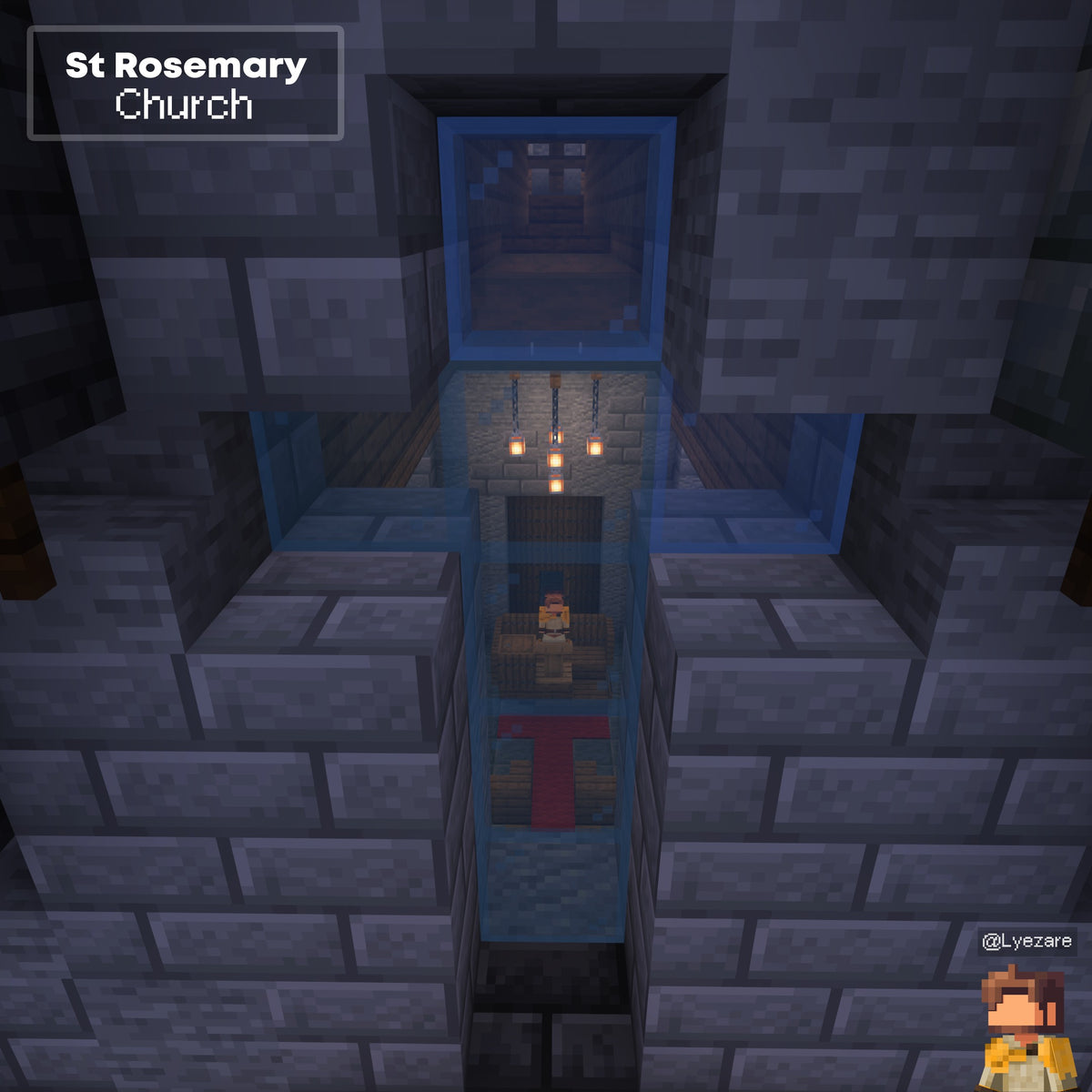 Interior of the Rosemary Church Minecraft church