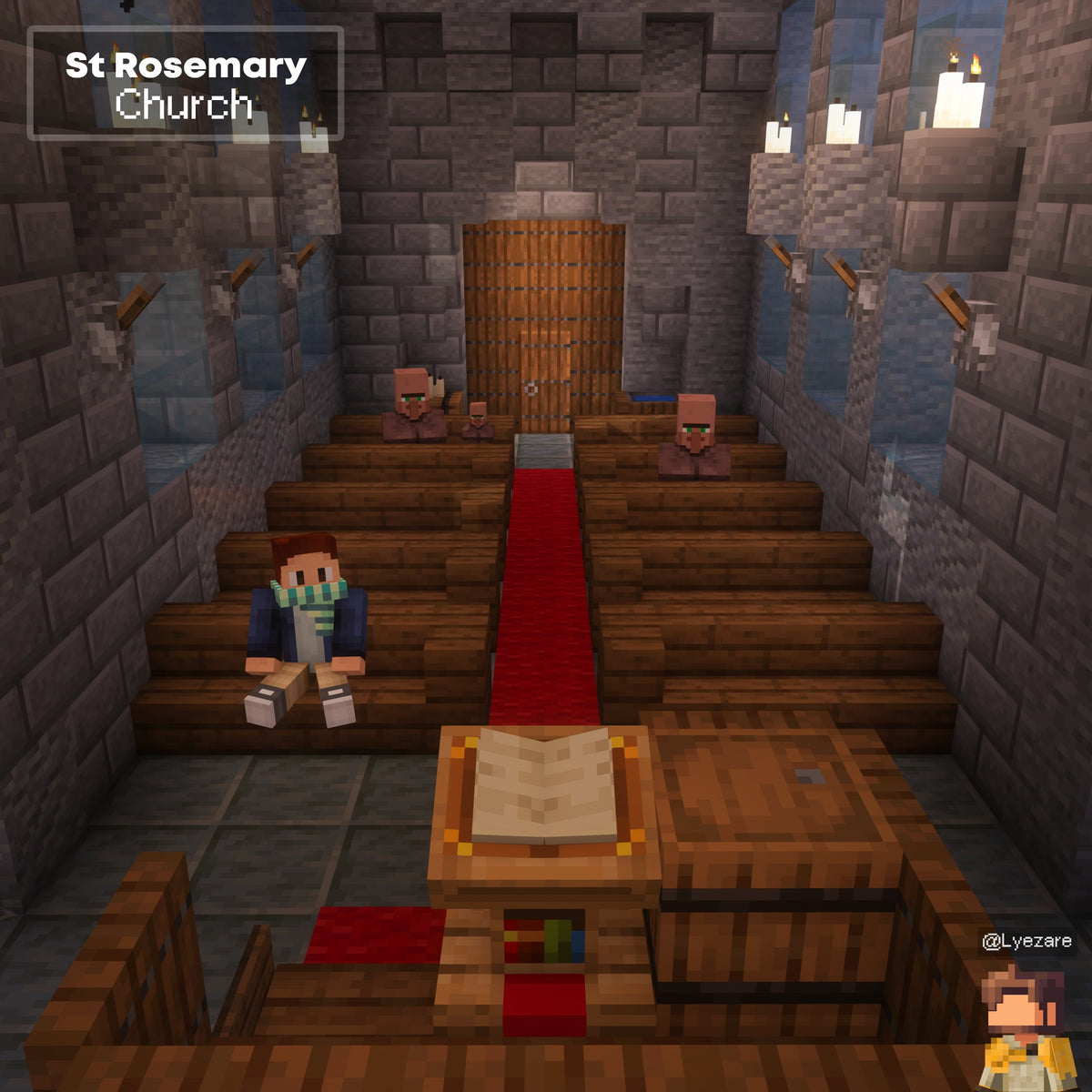 Interior of the Rosemary Church Minecraft church