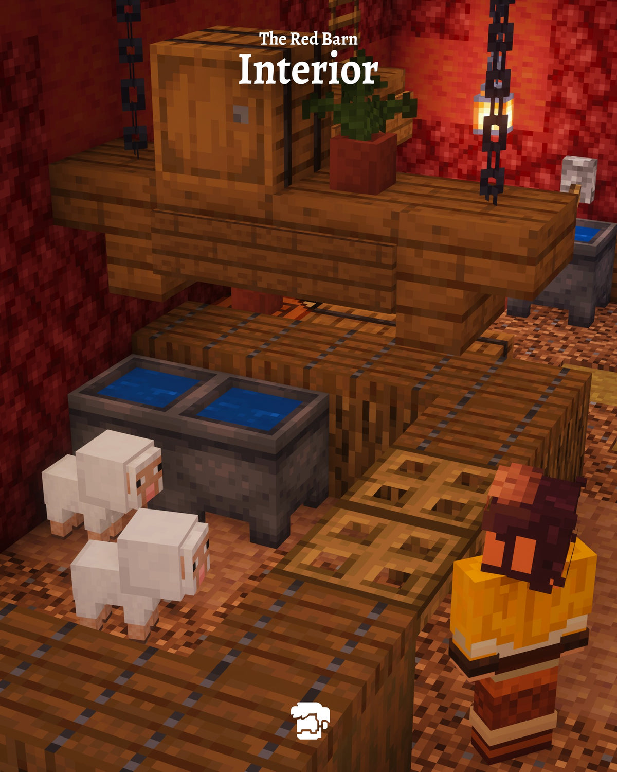 Interior of the The Red Barn Minecraft barn, second view