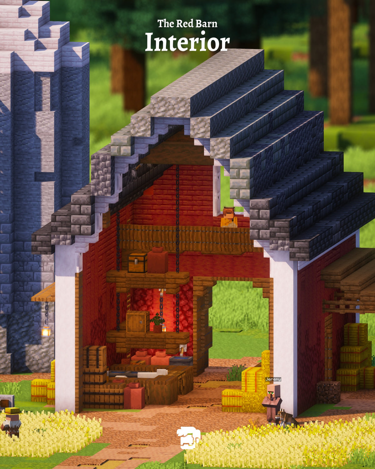 Interior of the The Red Barn Minecraft barn