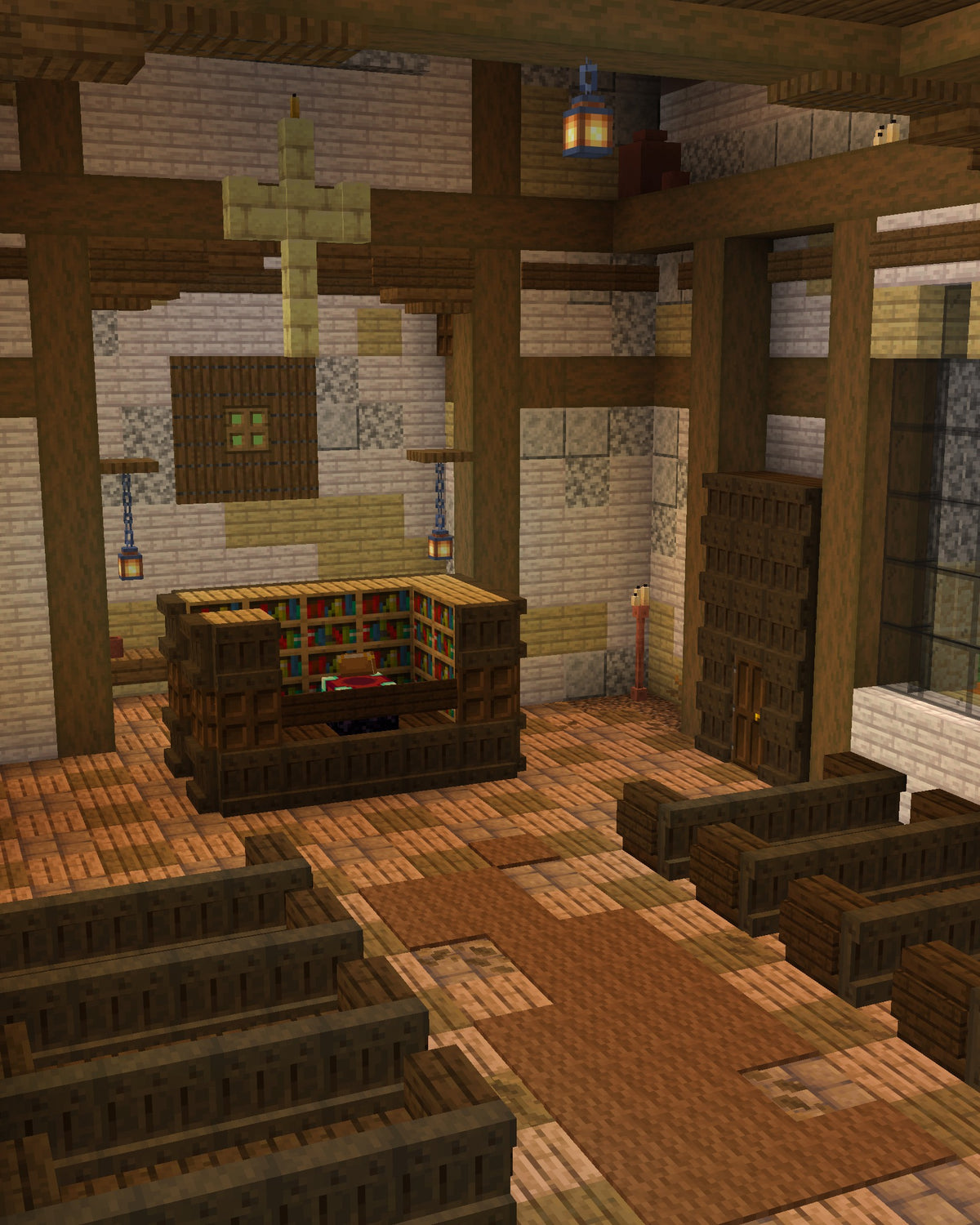 Interior of the Wild Western Chapel Minecraft chapel