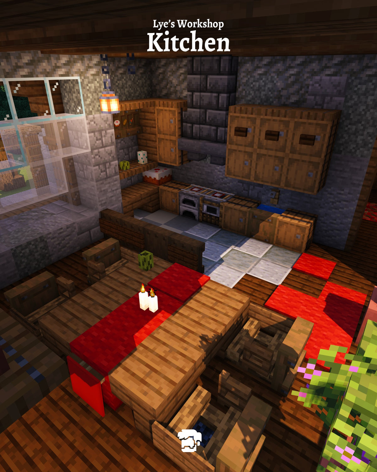 Kitchen inside the Evergreen Mansion Minecraft survival base