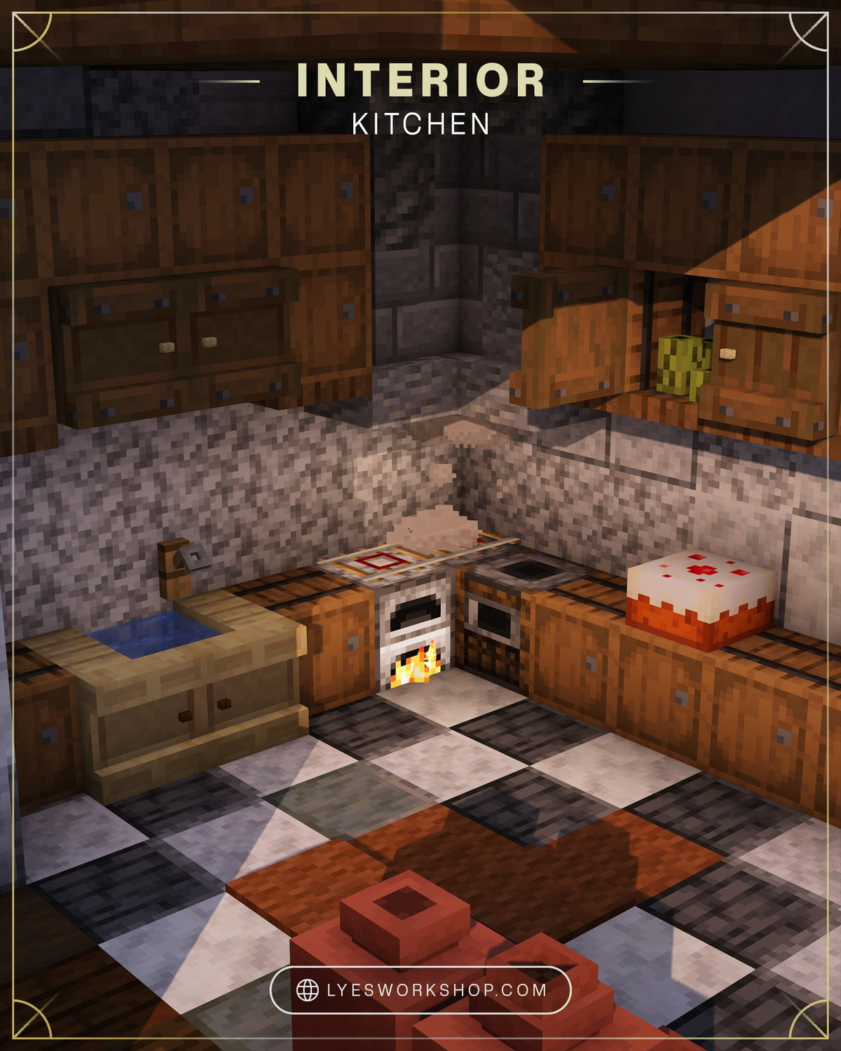 Kitchen inside the Fableden Cottage Minecraft house