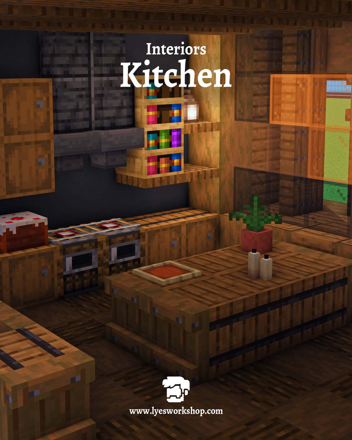 Kitchen inside the Foxwood Cabin Minecraft build