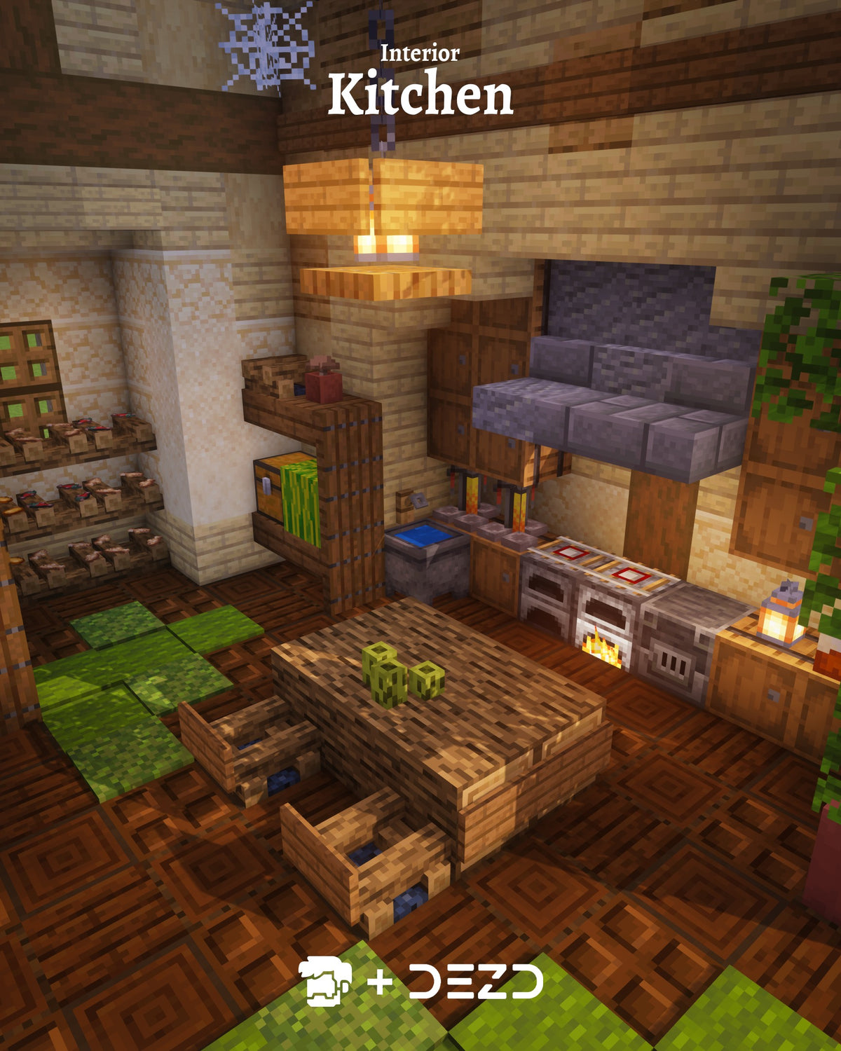 Kitchen inside the Goldenleaf Estate Minecraft build