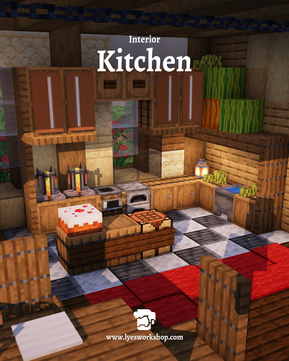 Kitchen inside the Lakeside House Minecraft house