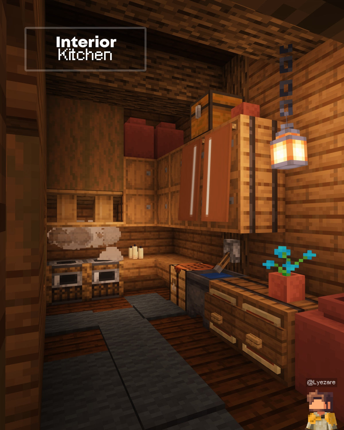 Kitchen inside the Lumberjack Cabin Minecraft house