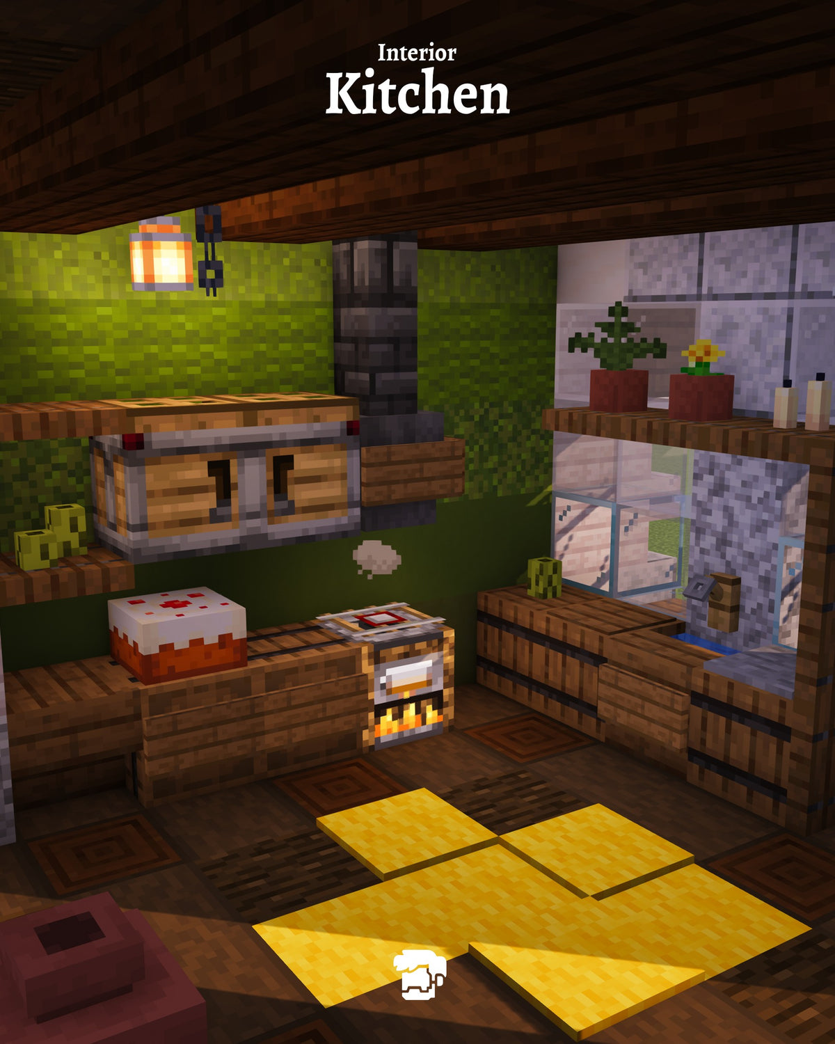 Kitchen inside the Mossy Cottage Minecraft house