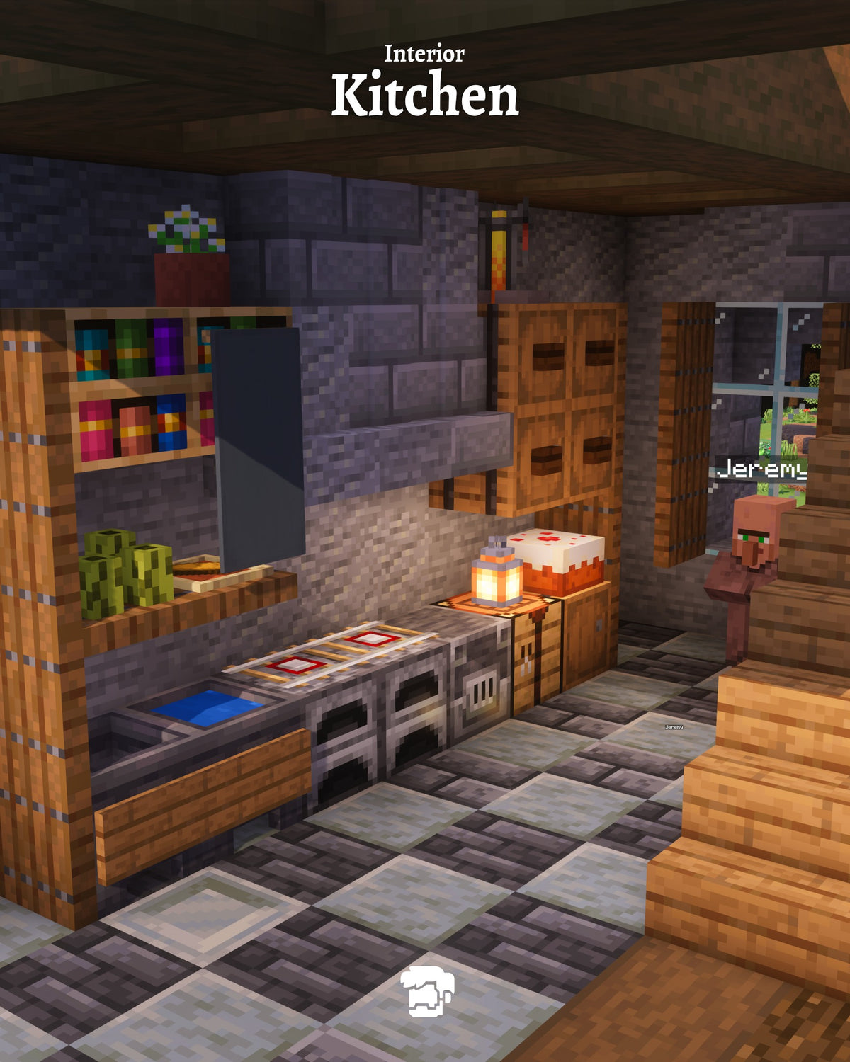 Kitchen inside the Old Slate Cottage Minecraft house