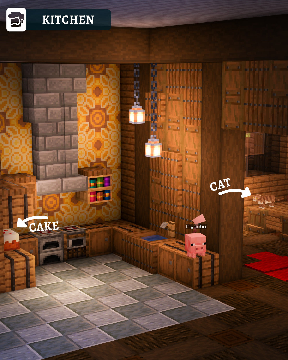 Kitchen inside the Pigkeeper's Farmhouse Minecraft build