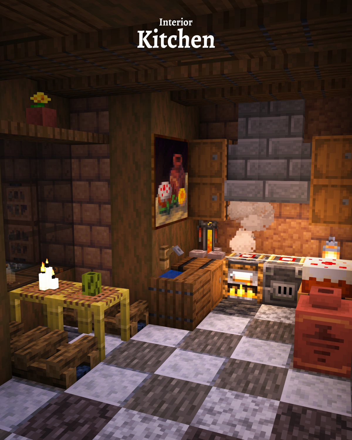 Kitchen inside the Santa House Minecraft build