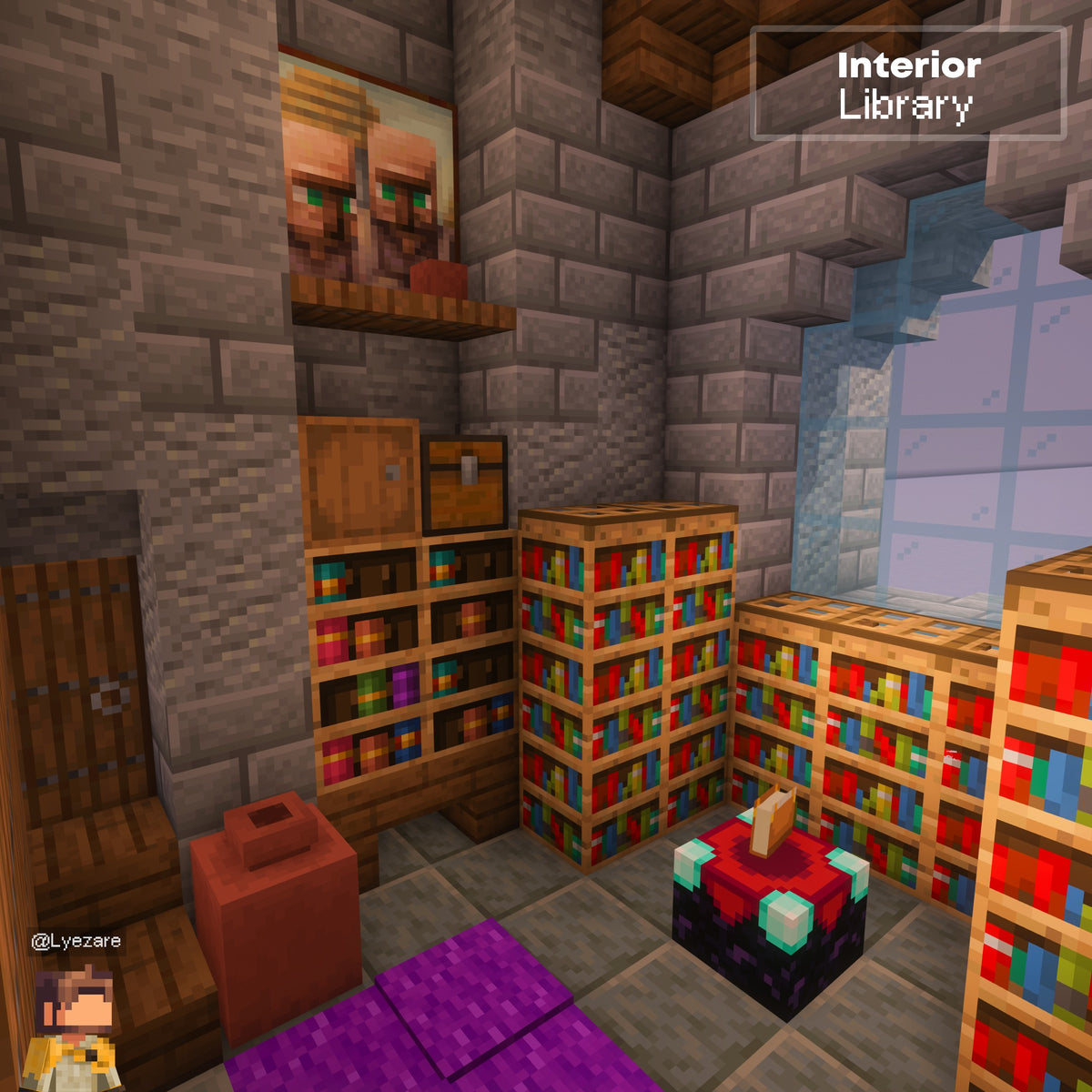 Library inside the Rosemary Church Minecraft church