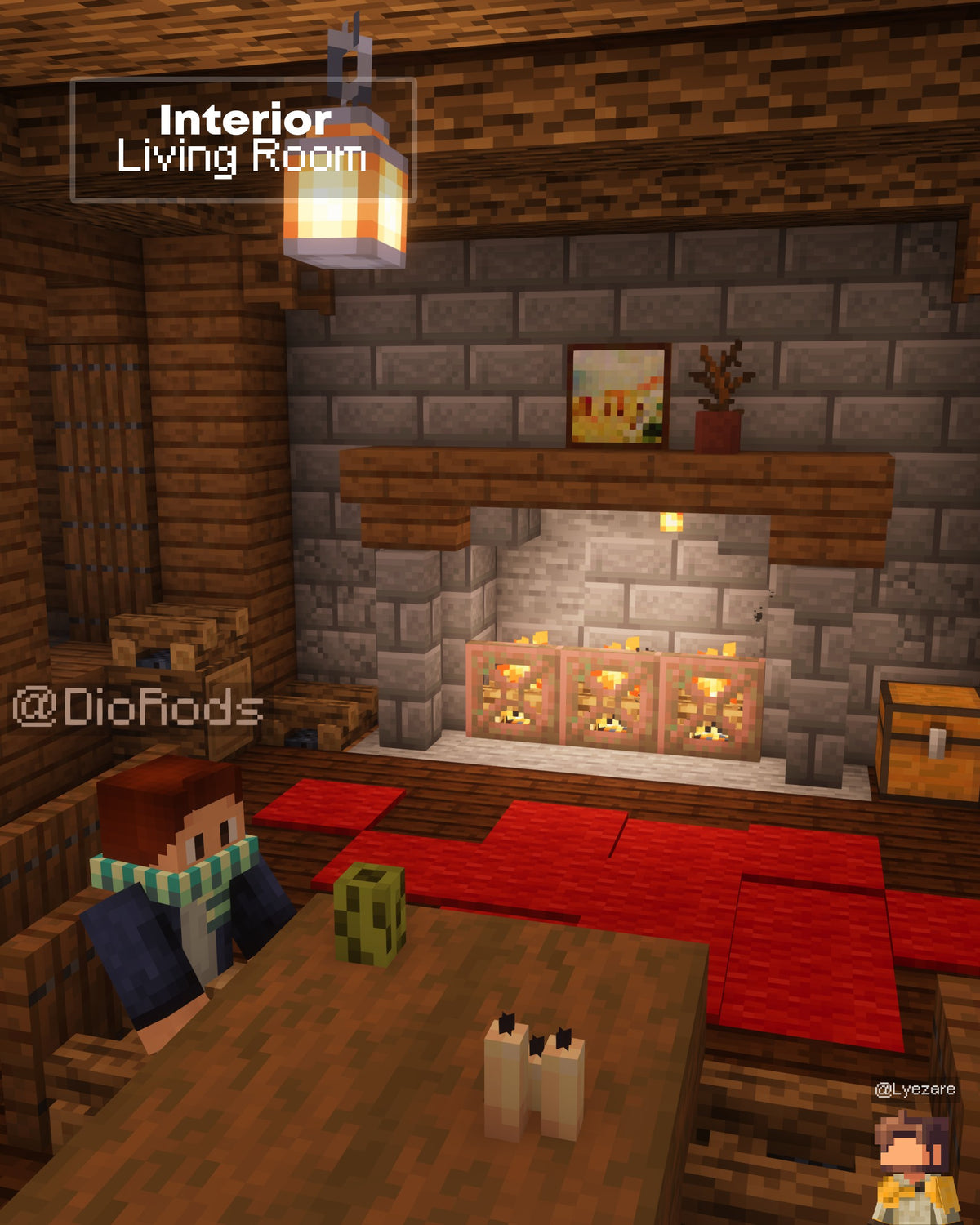 Living room inside the Lumberjack Cabin Minecraft house