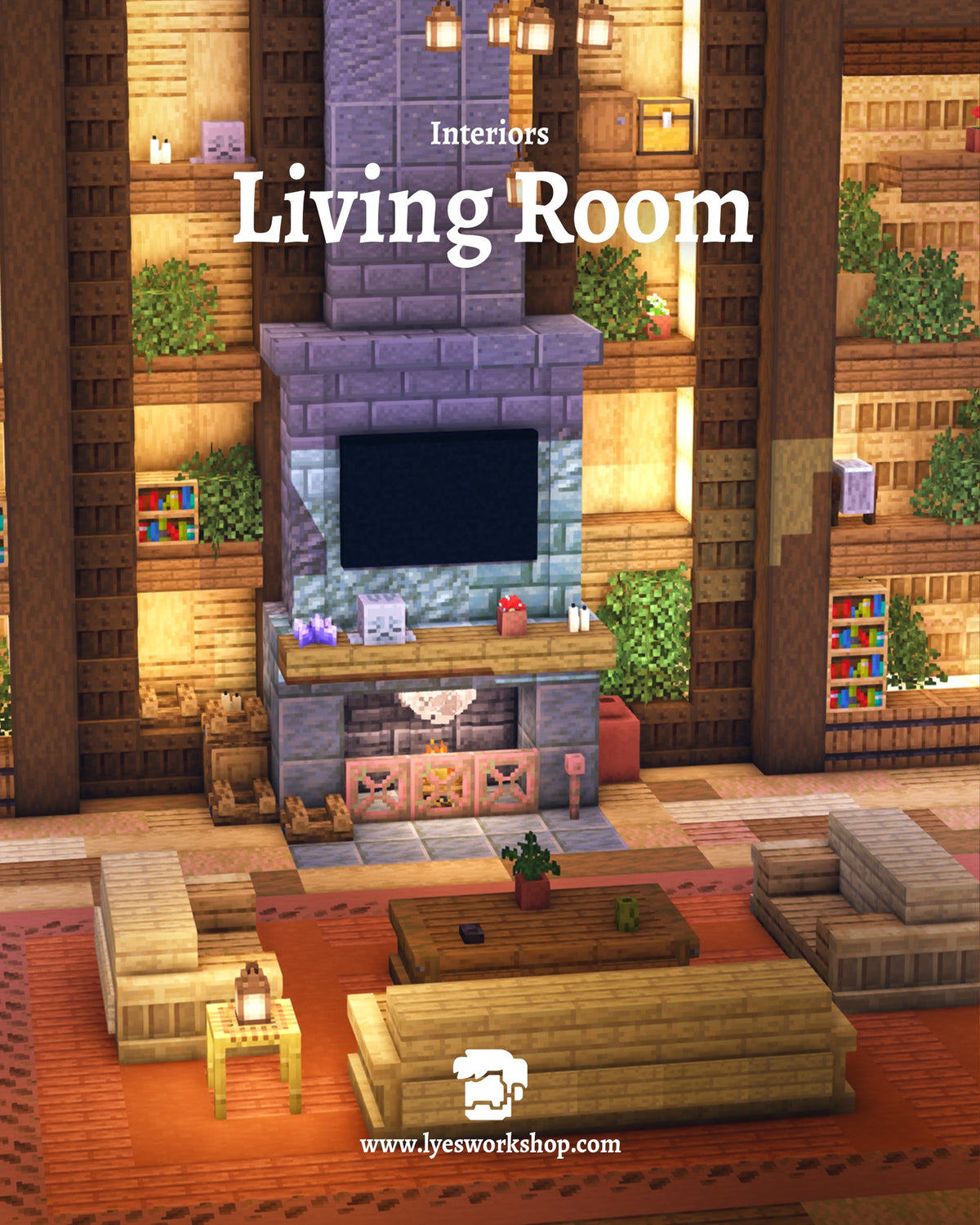 Living room inside the Meadow View Minecraft house