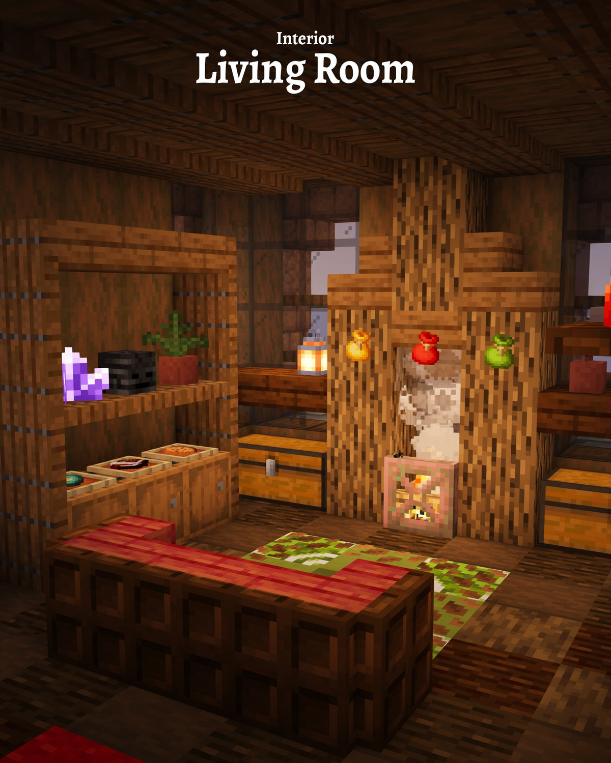 Living room inside the Santa House Minecraft build