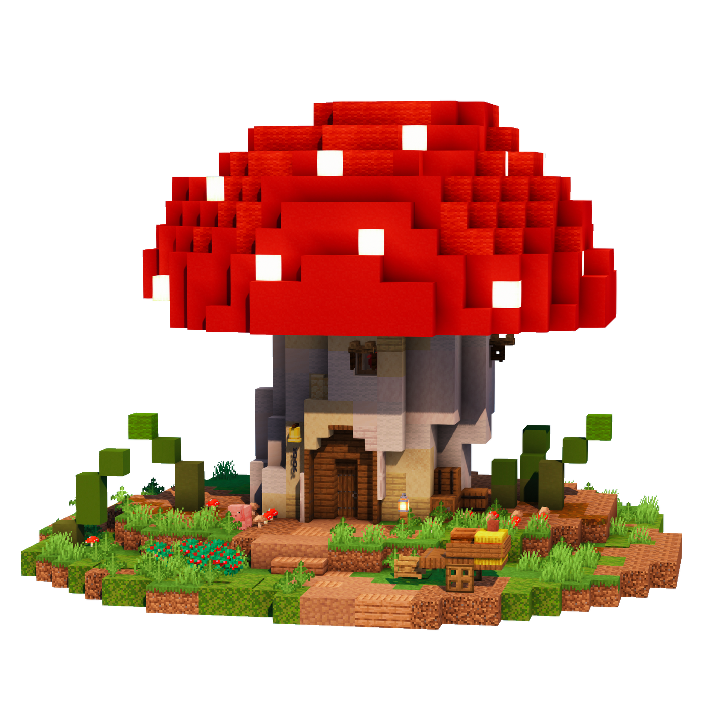 Minecraft mushroom house build with Litematica schematic download