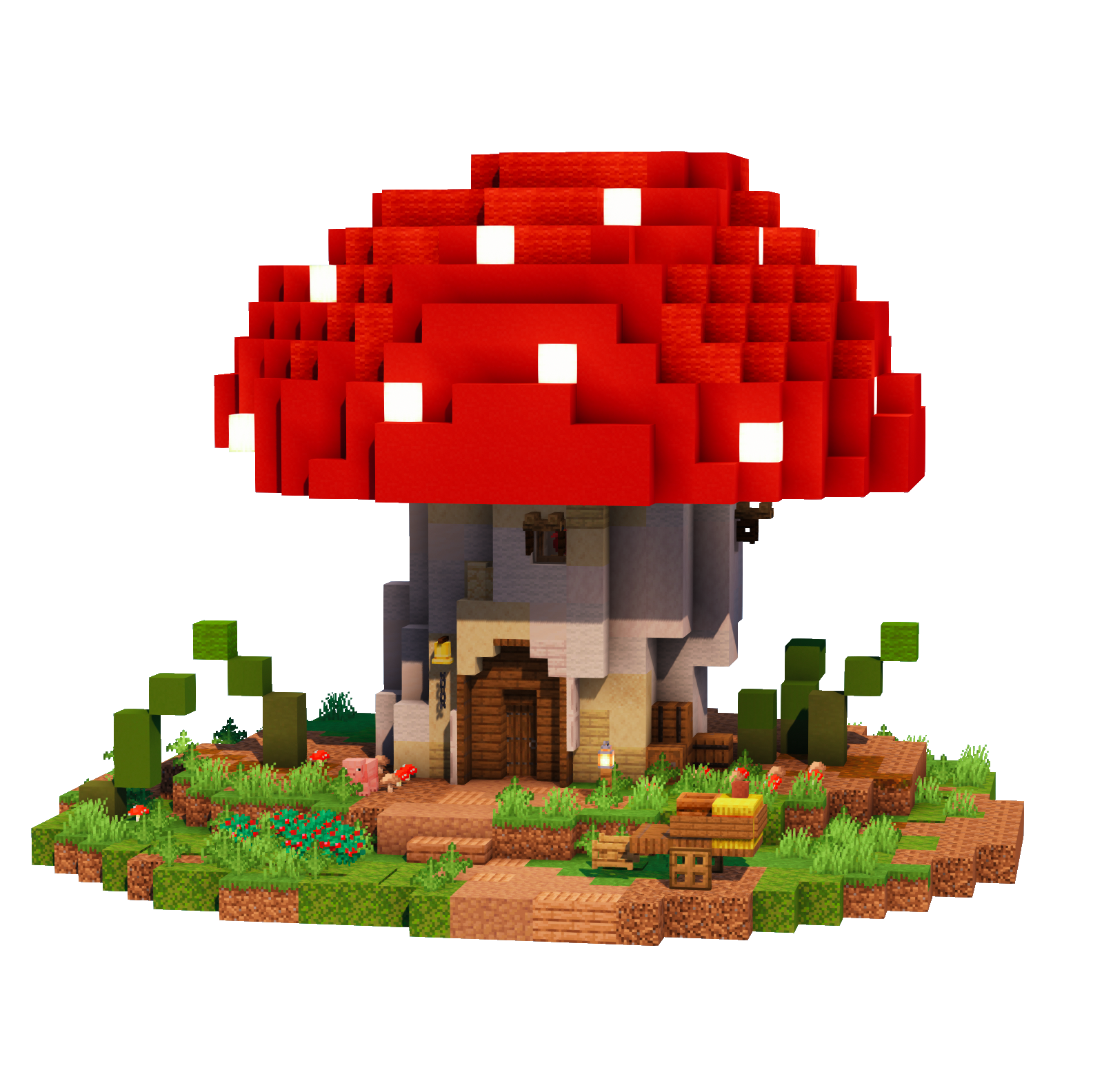 Minecraft mushroom house build with Litematica schematic download