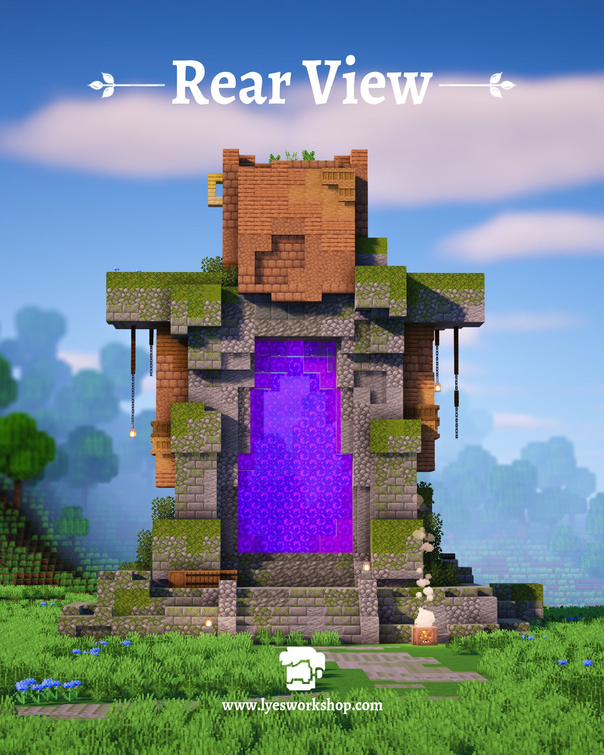 Nether portal room inside the Pork Portal Minecraft Nether portal build