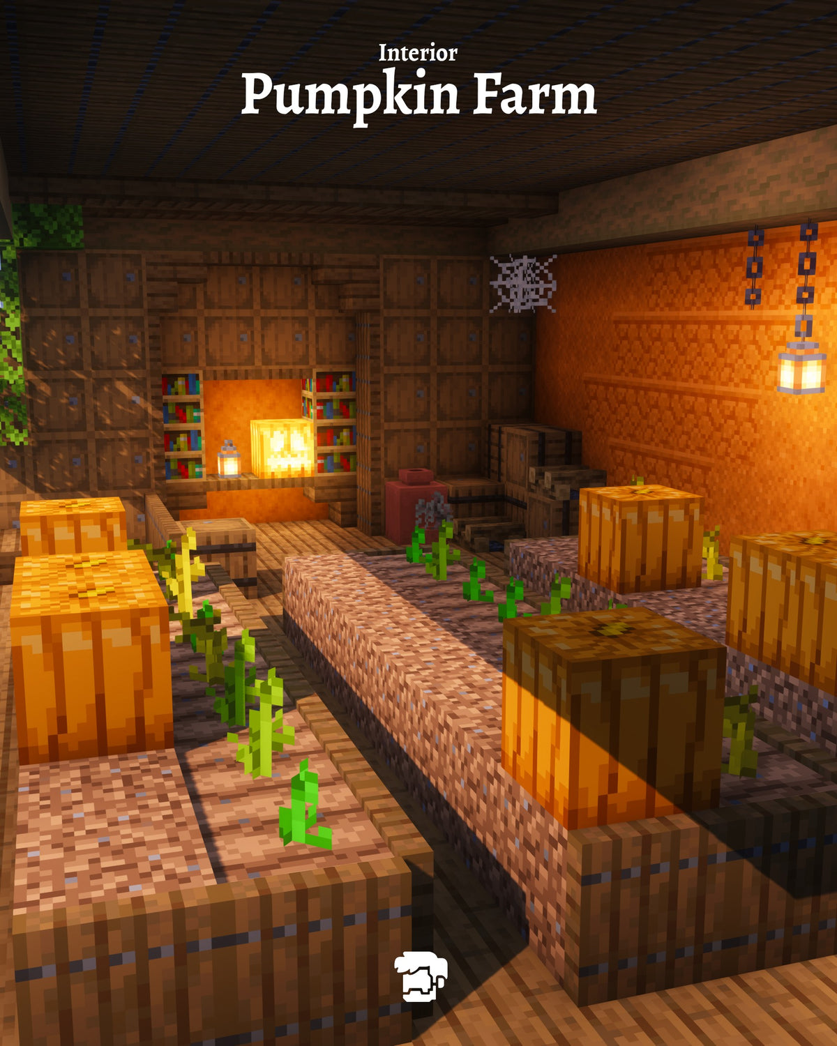 Pumpkin farm of the Huge Jackedman Minecraft Halloween build