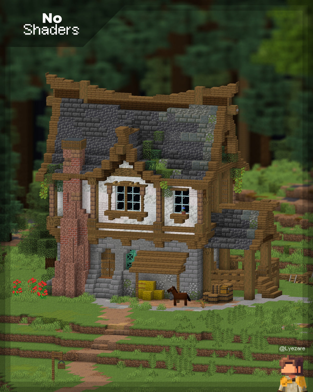 Spruceview Hearth Minecraft house shown without shaders