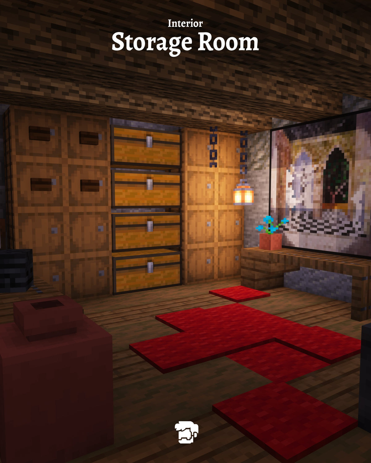 Storage room inside the Hearthstep Hill Minecraft house