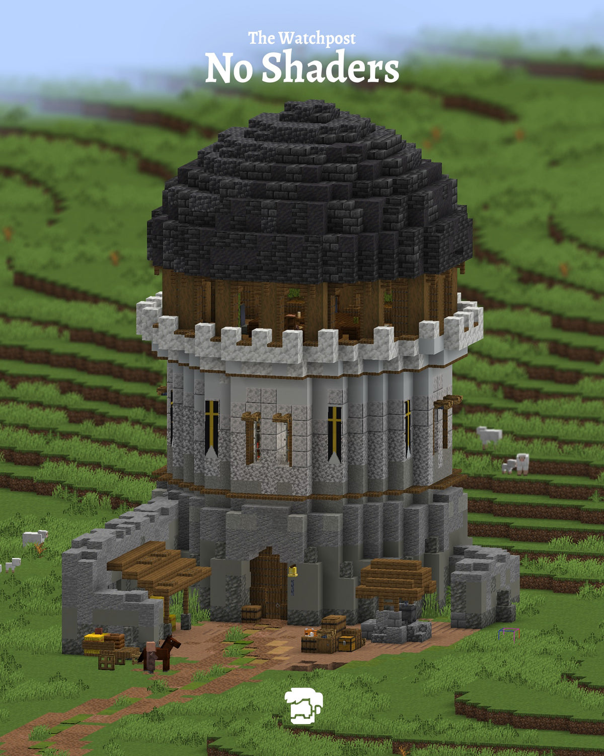 The Watchpost Minecraft base shown without shaders