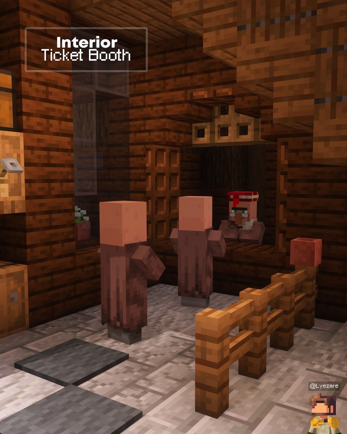 Ticket booth inside the Western Train Station Minecraft train station